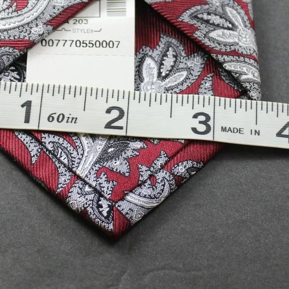 Jos. A. Bank Silk Tie NWT Signature Collection Red Paisley 3.5" Wide 59" Long - Picture 9 of 9